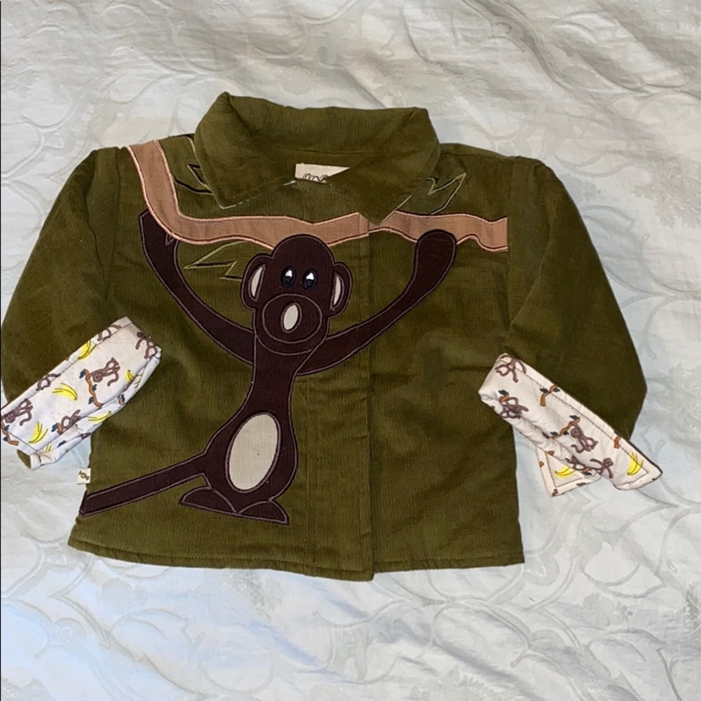 NWT Coco Bonbons Olive Corduroy Monkey Coat 12-18m